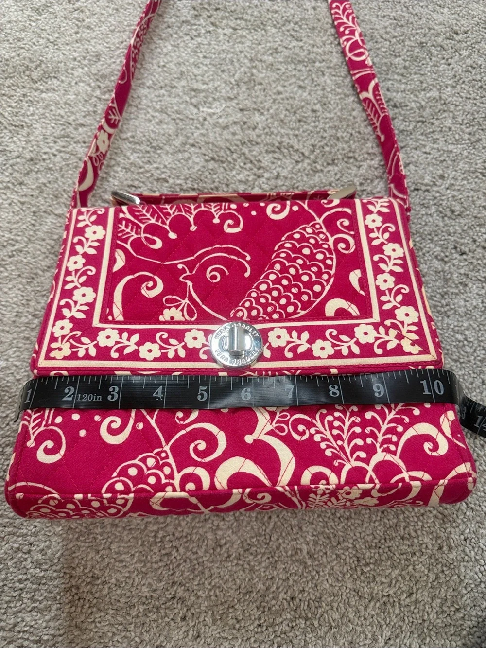 Vera Bradley Pink and Cream Crossbody Shoulder Bag